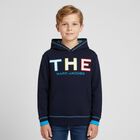 Boys Navy Logo Hooded Top, 1, hi-res