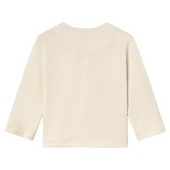 Younger Boys Beige Car Long Sleeve Top