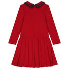 Girls Red & Navy Blue Tartan Dress , 1, hi-res