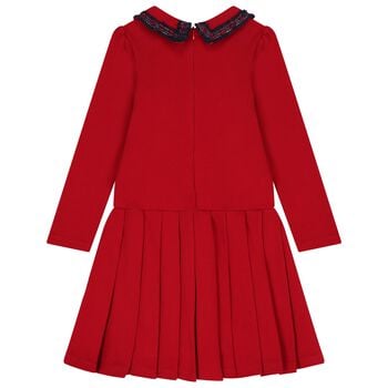 Girls Red & Navy Blue Tartan Dress 