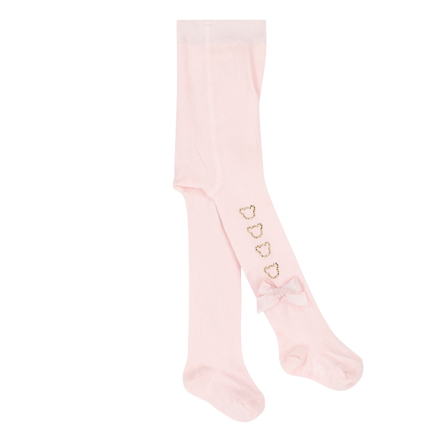 Baby Girls Pink Teddy Bear Tights, 1, hi-res image number null