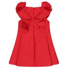 Girls Red Jacquard Dress, 2, hi-res