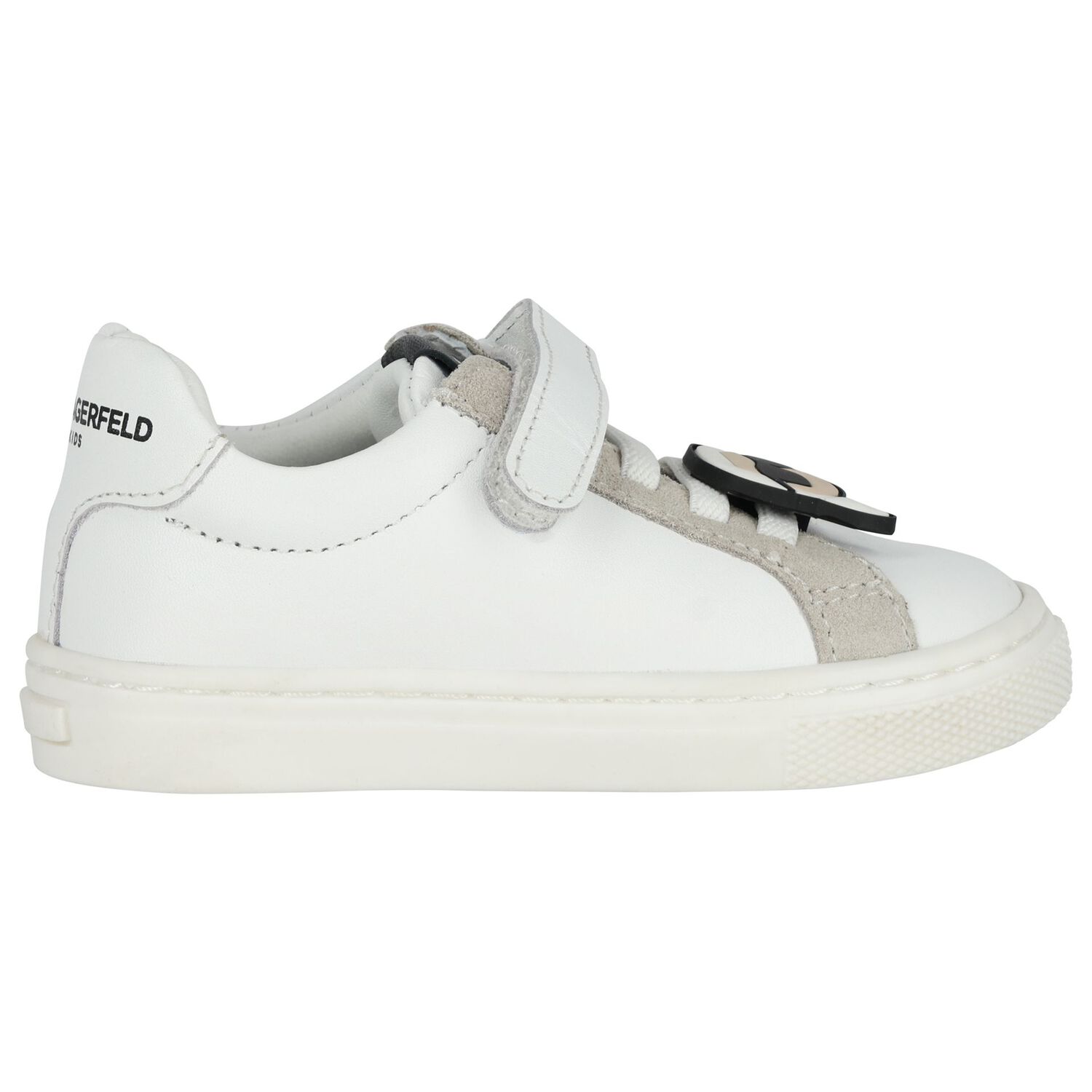 White Ikonik Karl Logo Trainers, 1, hi-res