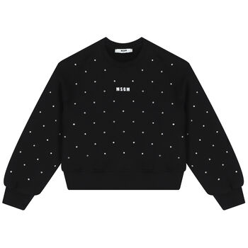 Girls Black Logo Embellished Sweatshirt