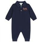 Baby Boys Navy Blue Pony Logo Romper, 1, hi-res