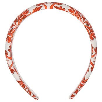 Girls White & Orange Majolica Headband