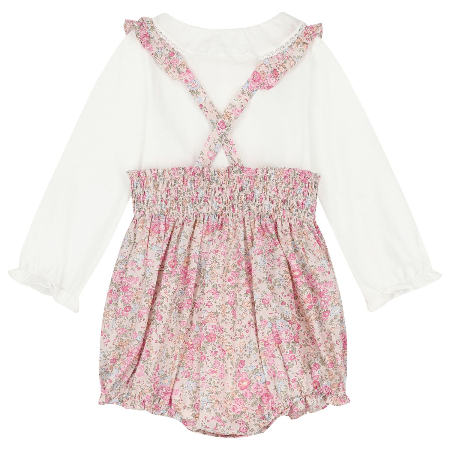 Baby Girls White & Pink Shorts Set, 1, hi-res image number null