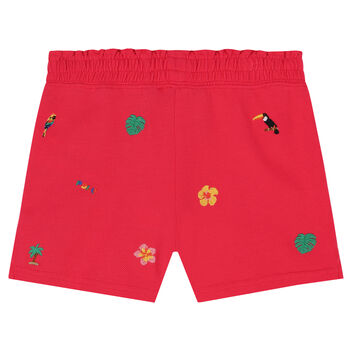 Girls Pink Embroidered Shorts