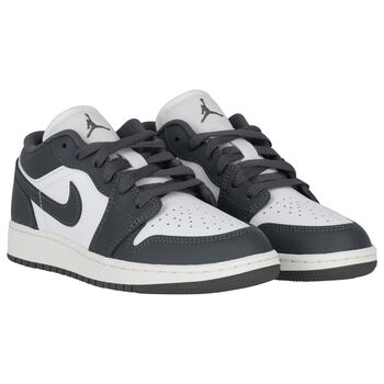Nike Kids Grey & White Air Jordan 1 Low Trainers, 8 Grey & White Air Jordan 1 Low Trainers