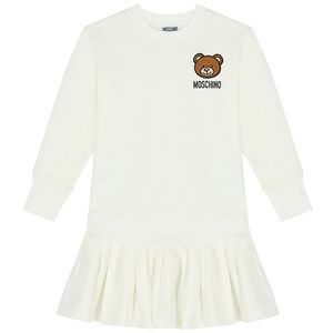 Girls Ivory Teddy Logo Dress