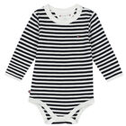 Baby Boys White & Navy Blue Logo Bodysuits (3-Pack), 1, hi-res