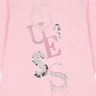 Girls Pink Logo Long Sleeve Top, 1, hi-res