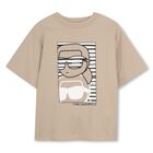 Boys Beige Ikon Karl Logo T-Shirt, 1, hi-res
