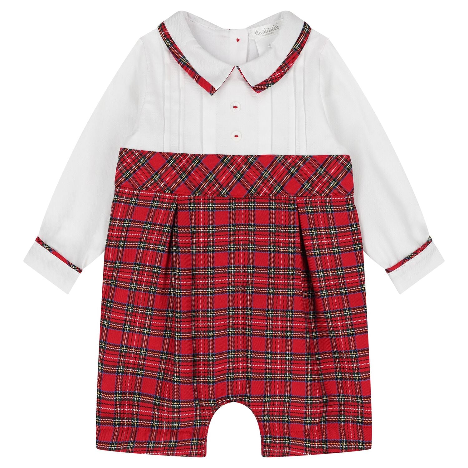 Baby Boys White & Red Tartan Romper, 1, hi-res