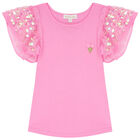 Girls Pink Sequin Top, 2, hi-res