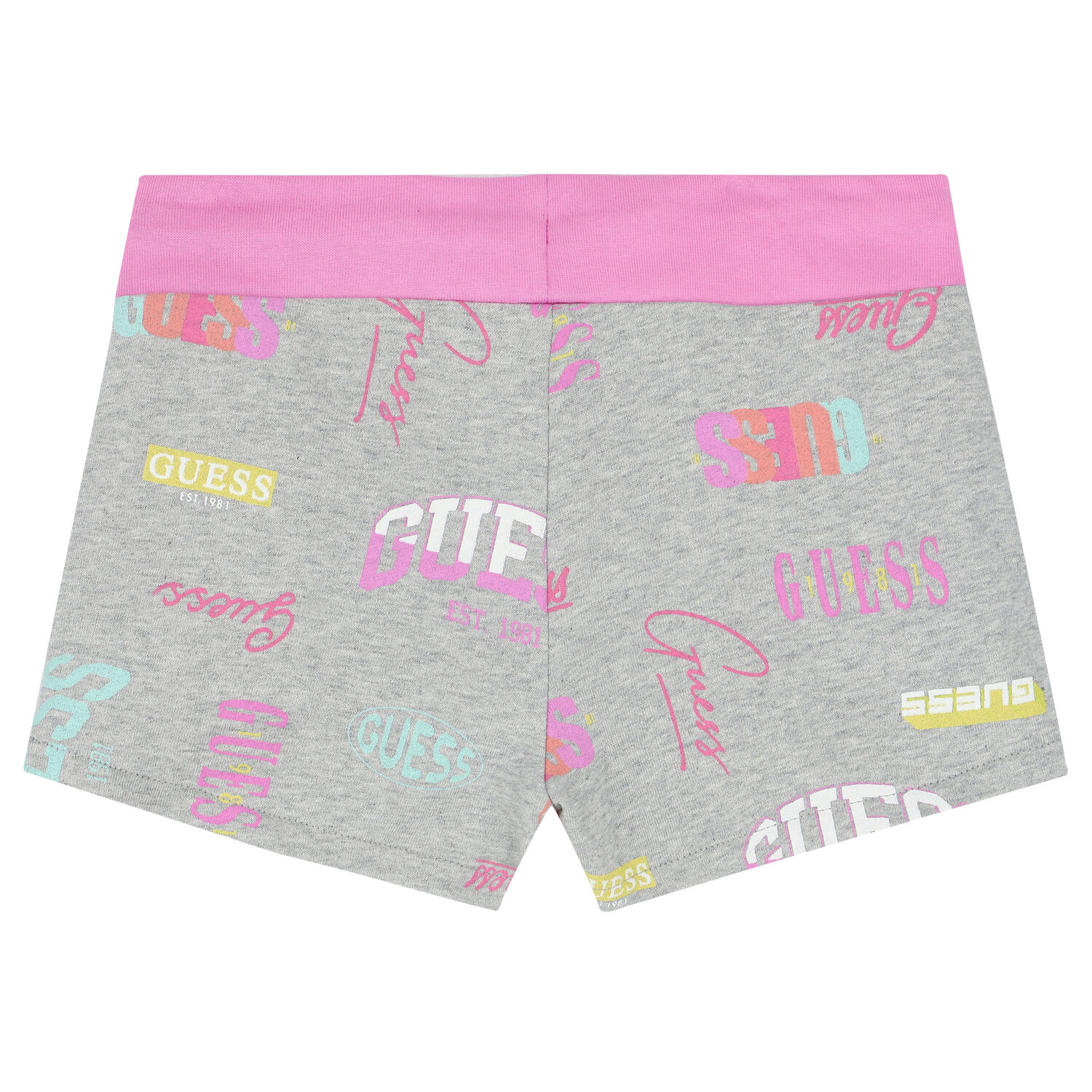 Girls Grey & Pink Logo Shorts, 1, hi-res