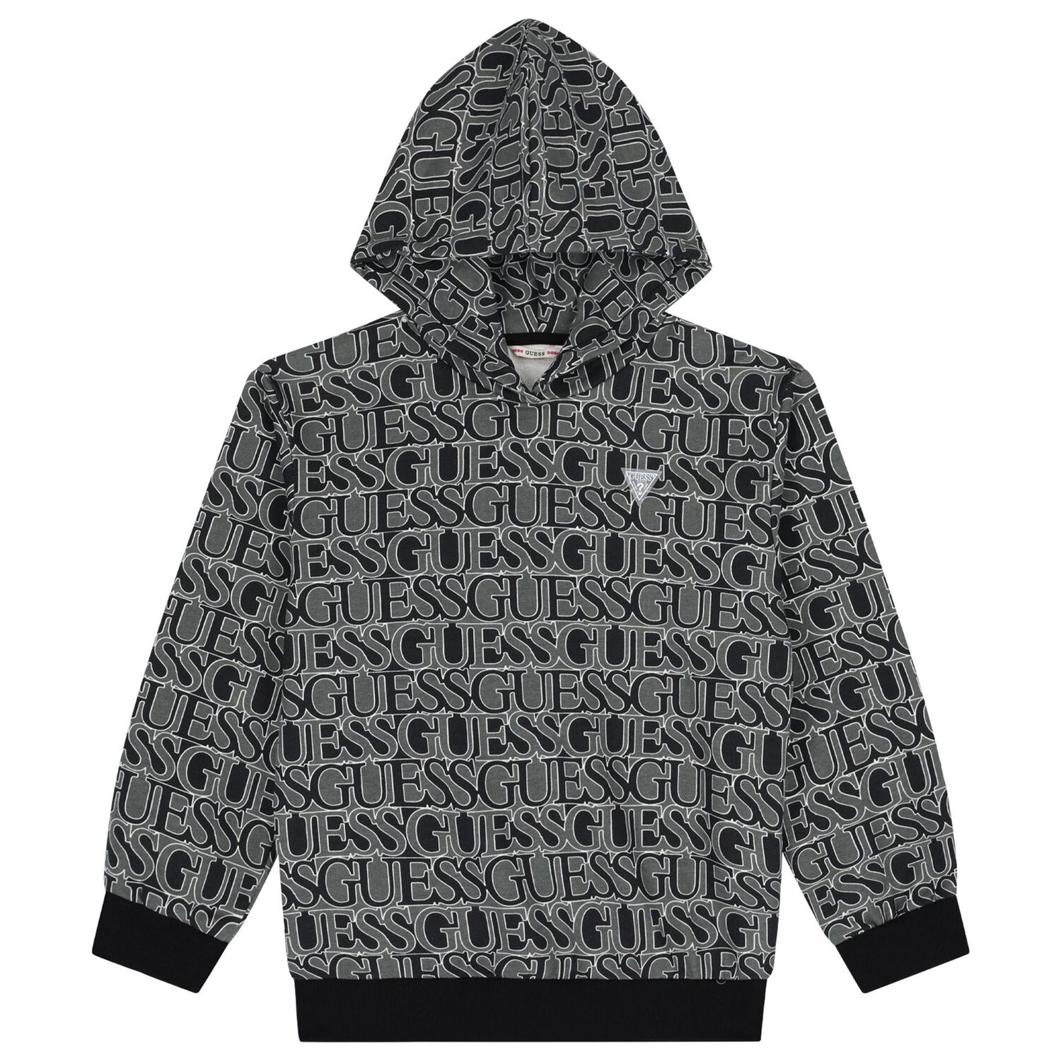 Boys Black Logo Hooded Top, 2, hi-res