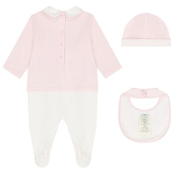 Baby Girls Pink & White Logo Babygrow Gift Set