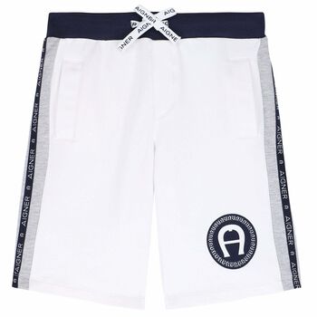 Boys White Logo Jersey Shorts