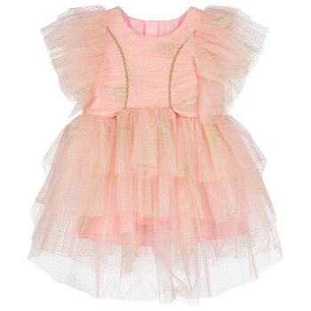 Younger Girls Pink Tiered Tulle Dress