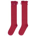 Girls Red Bow Knitted Socks, 4, hi-res