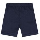 Boys Beige & Navy Blue Striped Shorts Set, 3, hi-res