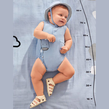 Baby Boys Blue Romper & Hat Set