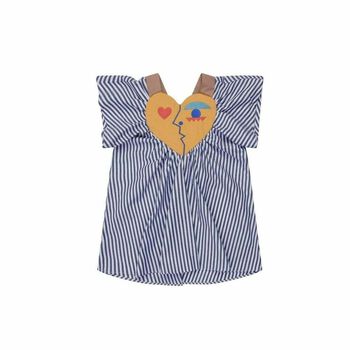 Girls Blue & White Stripes Dress
