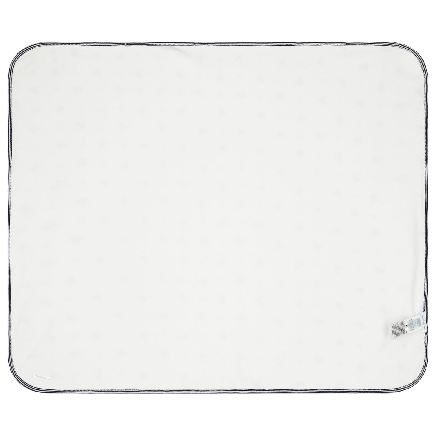 Baby Boys White & Navy Blue Polo Bear Blanket, 1, hi-res