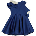 Girls Blue Satin Ruffle Dress, 1, hi-res