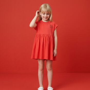 Younger Girls Red Boke Flower Dress