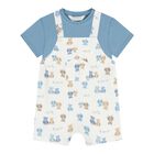 Baby Boys Blue & White Dungaree Set, 2, hi-res