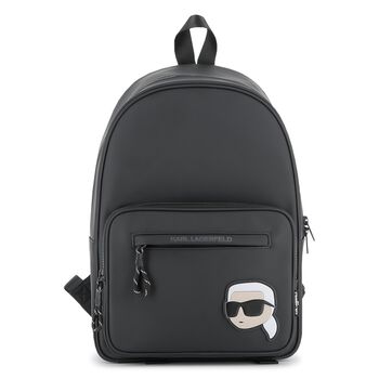 KARL LAGERFELD Boys Black Ikonik Karl Backpack, 1 Boys Black Ikonik Karl Backpack