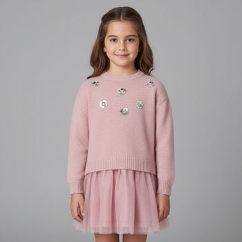 Girls Pink Tulle Dress Set