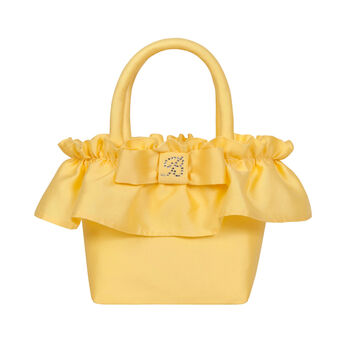 Girls Yellow Embellished Ruffle Handbag