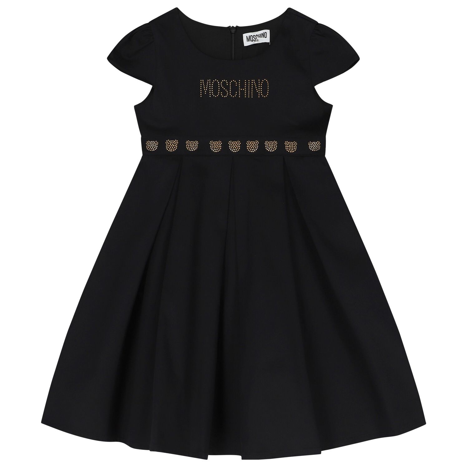 Girls Black Logo Dress, 1, hi-res