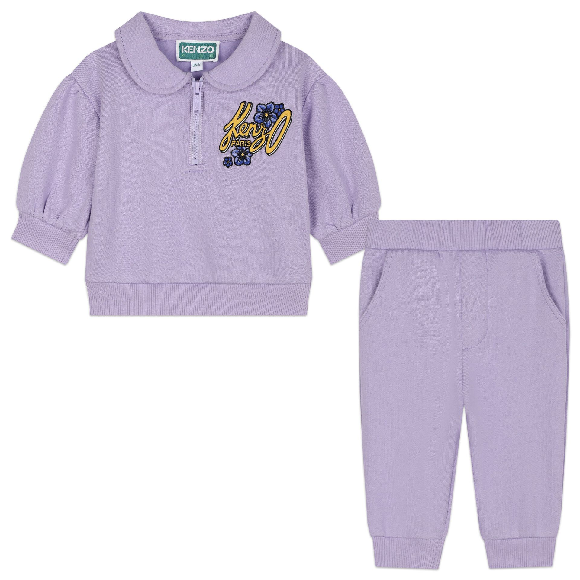 KENZO KIDS Younger Girls Purple Logo Tracksuit Junior Couture
