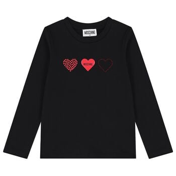 Girls Black Logo Long Sleeve Top