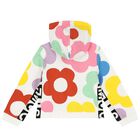 Girls Ivory Floral Hooded Zip Up Top, 1, hi-res