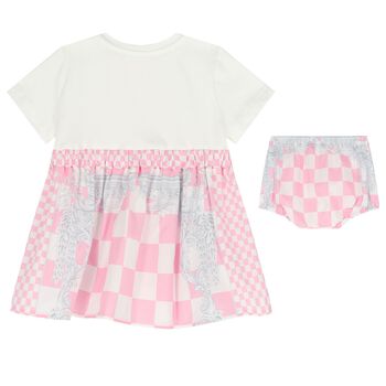 Baby Girls White & Pink Logo Dress Set