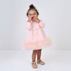 Baby Girls Pink Tulle Ruffle Hem Dawn Dress, 1, hi-res