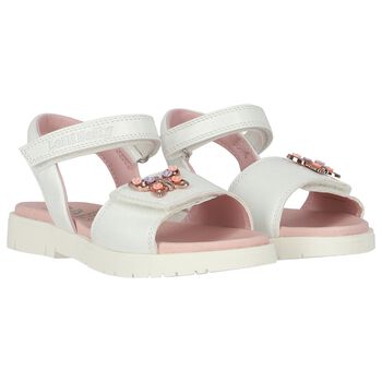 Girls White Butterfly Sandals