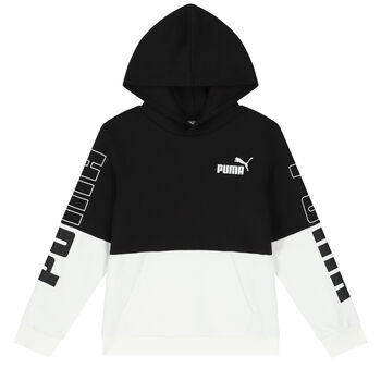 Boys Black & White Logo Hooded Top