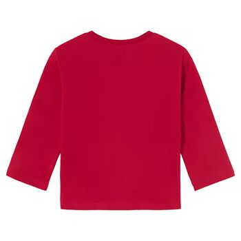 Younger Boys Red Puppy Long Sleeve Top