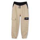 Boys Beige Logo Joggers , 2, hi-res