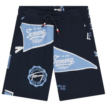 Boys Navy Blue Logo Shorts