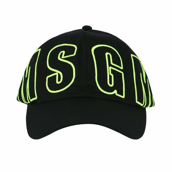 قبعة بالشعار باللون الاسود والاخضر النيون