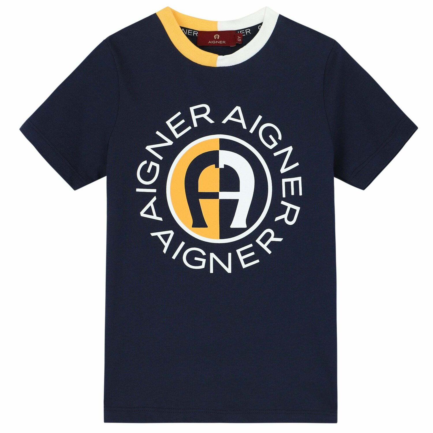 Boys Navy & White Logo T-Shirt, 3, hi-res