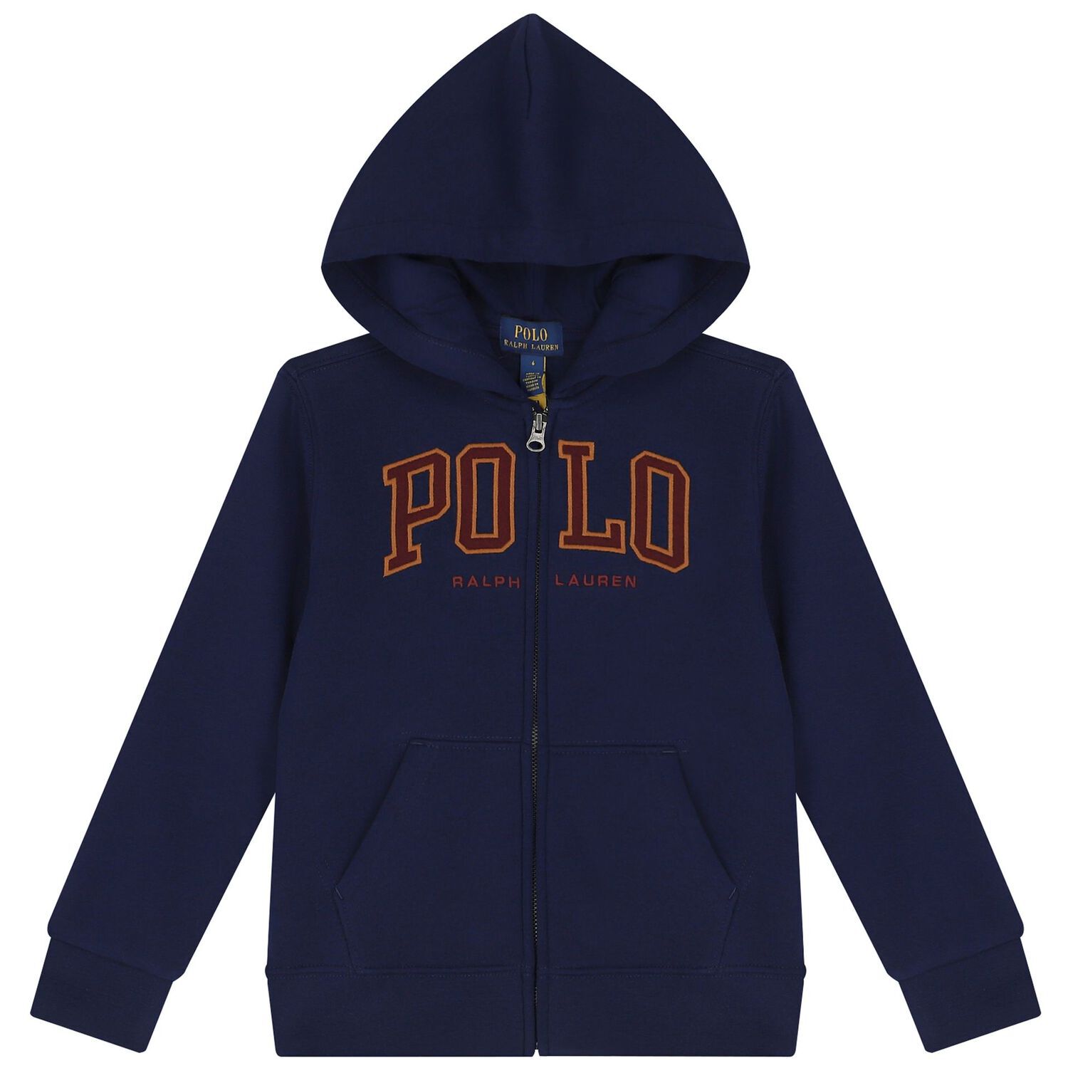 Boys Navy Blue Logo Hooded Zip Up Top, 2, hi-res image number null