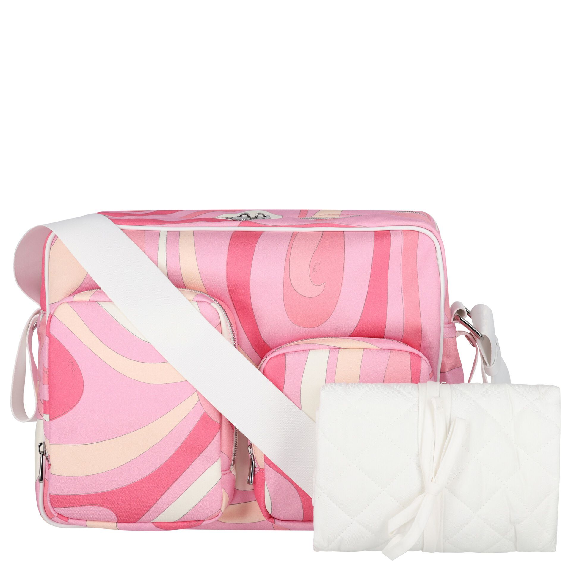 Pucci Baby Girls Pink & White Iride Changing Bag (38cm) | Junior